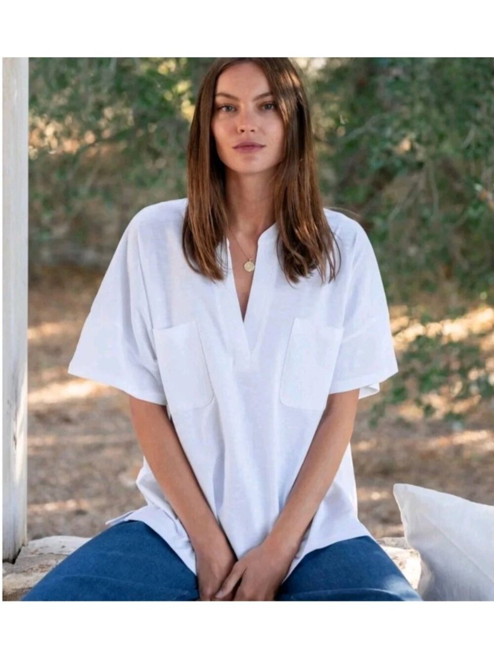 MERSEA Amelia Pocket Tee White Shirt (OS/One Size) Coastal Resortwear Minimalist